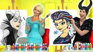 ELSA VS MALEFICENT PAINT EACH OTHER CHALLENGE WITH BELLE Totally TV Videos for Teens [upl. by Keri752]