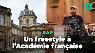 Le rappeur Oli déclame un freestyle sur le quotmonde de demainquot devant lAcadémie française [upl. by Enajharas]