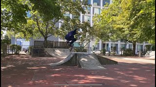 Backside Flip on Concrete Fun Box  Jeff [upl. by Eux5]