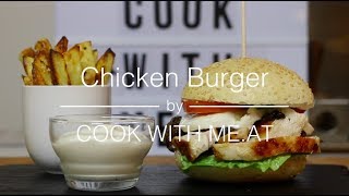 Chicken Burger with Homemade Oven Fries  COOK WITH MEAT [upl. by Lerej]