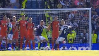 Leigh Griffiths 2 stunning free kick goals against England Joe Hart has a day to forget [upl. by Dlorad]