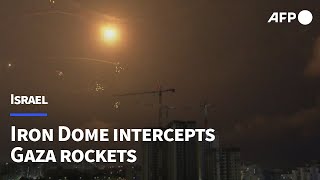 Israels Iron Dome intercepts rockets fired from Gaza  AFP [upl. by Ragse]