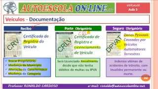 05 VEÍCULOS DOCUMENTOS EQUIPAMENTOS  LEGISLAÇÃO DE TRÂNSITO EM AUTOESCOLA [upl. by Jonati821]