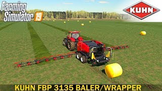 Farming Simulator 19  KUHN FBP 3135 BALERWRAPPER WITH WINDROWER OPTION [upl. by Ashbey400]