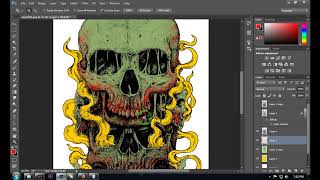 Menggambar tengkorak  mewarnai gambar scanlasi di photoshop [upl. by Bobbi]