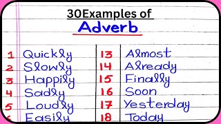 30 Easy Examples of Adverb30 Examples of Adverbs in EnglishExamples of Adverb [upl. by Arlette98]