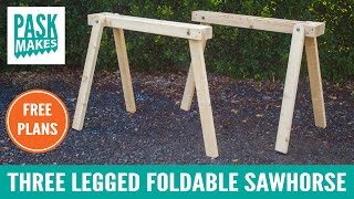 Three Legged Foldable Sawhorse  Built with Basic Tools [upl. by Leith393]