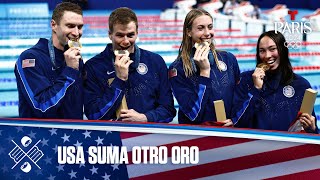 Estados Unidos gana oro en Natación Relevos 4x100 M estilos mixtos  Juegos Olímpicos París 2024 [upl. by Linnet]