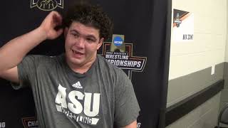 Cohlton Schultz Arizona State after Quarterfinals at 285 pounds at 2022 NCAA Championships [upl. by Attennhoj422]