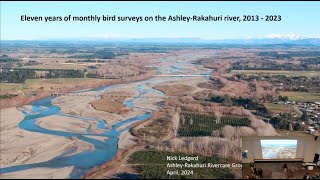 Braided Rivers Seminar 2024 Monthly bird surveys on AshleyRakahuri River 20132023 [upl. by Tymes]