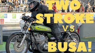 Most Amazing Kawasaki H1 500 Two Stroke Challenges Hayabusa [upl. by Rimahs]