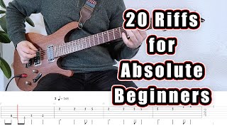 20 Guitar Riffs for Absolute Beginners with Tabs [upl. by Kenwee]