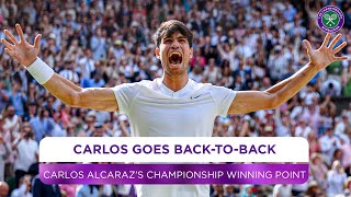 Carlos Alcaraz wins Wimbledon AGAIN  Winning Moment and Celebration  Final  Wimbledon 2024 [upl. by Nnahaid]