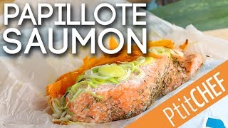 Recette de papillote de saumon  Ptitchefcom [upl. by Elletnahc]