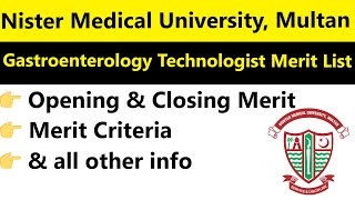 Merit List Of Gastroenterology Technologist at Nishtar Medical University Multan [upl. by Duff]