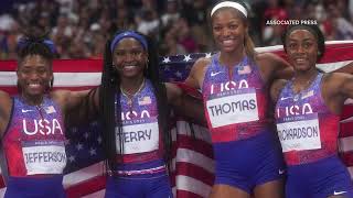 ShaCarri Richardson Team USA wins gold in the womens 4x100 final [upl. by Sewoll48]