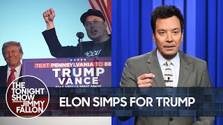 Elon Musk Simps for Trump at Rally Kamala Harris Joins the Daddy Gang  The Tonight Show [upl. by Meehahs268]