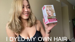 I DYE MY OWN HAIR AT HOME  L’Oreal Paris 8 12 Champagne blonde [upl. by Acinoev]