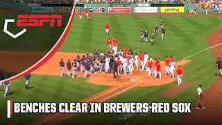 BENCHES CLEAR in Brewers vs Red Sox 👀 Level heads prevail after madness at first base  ESPN MLB [upl. by Idnib]