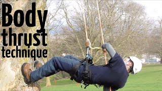 Basic tree climbing techniques How to do the body thrust ascent [upl. by Melac364]