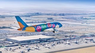 Emirates Flyover at Dubai Airshow 2021 Opening Ceremony [upl. by Ffoeg]