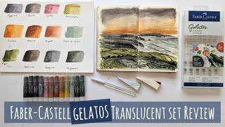 FaberCastell Gelatos Translucent Set Swatch Review and Talens Art Creations Sketchbook Painting [upl. by Assenad]