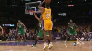 Ron Artest Clutch 3Pointer  Game 7 Lakers Vs Celtics NBA Finals HD [upl. by Arehs]