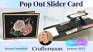 Pop Out Slider Fun Fold Card Crafternoon January 2023 [upl. by Ambrosius]