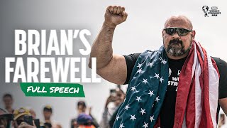 Brian Shaws Emotional Farewell Speech FULL  2023 SBD Worlds Strongest Man [upl. by Sitrik]