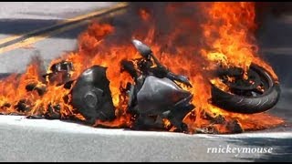 Motorcycle Crash amp Burn on Mulholland [upl. by Mackler]