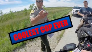 COOLEST COP EVER  Motorcycle pulled over with Giant teddy bear  Camping trip [upl. by Aivatahs537]