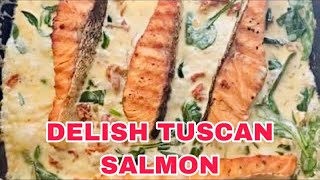 CREAMY GARLIC BUTTER TUSCAN SALMON RECIPE [upl. by Strage634]