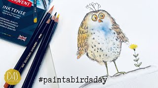 How to Paint a Whimsical Bird with Inktense Watercolor Pencils and Watercolor  Easy Quick Tutorial [upl. by Olathe]