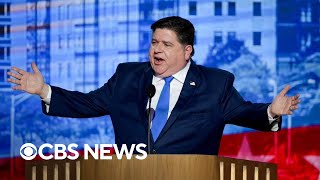 Illinois Gov JB Pritzker says Trump is rich in stupidity during DNC address [upl. by Ahsyia]