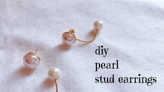 diy earrings in two minutesmaking pearl stud earrings using eye pindouble pearl stud earrings [upl. by Un]