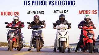 TVS Ntorq 125 vs ATHER 450X vs HONDA Activa 125 vs SUZUKI Avenis 125  Ye umeed nhi thi electric se [upl. by Prunella535]