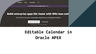 Editable Calendar in Oracle APEX [upl. by Annairt]