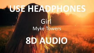 Myke Towers  Girl  8D Audio  🎧 [upl. by Latsirc]