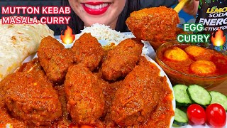 ASMR SPICY MUTTON KEBAB MASALA CURRY EGG CURRY PARATHA JEERA RICE MASSIVE Eating Sounds [upl. by Feledy]