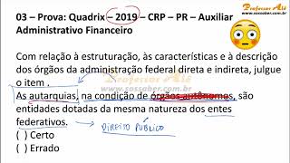 Aula 171  Direito Administrativo  Administração Indireta  Autarquia Questões [upl. by Noonan351]