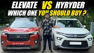 Honda Elevate vs Toyota Hyryder  Which is the Best Mid Size SUV  Detailed Comparison [upl. by Ahsinrad]