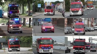 Primeurs Vele brandweer voertuigen met spoed naar een grote uitslaande industriebrand in Schoten [upl. by Eidnil796]