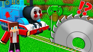 How Mikey and JJ CATCH the THOMAS TRAIN in CRAZY TRAPS  Minecraft Maizen [upl. by Salene]