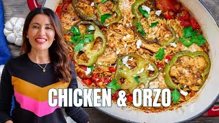 Easy Onepot Chicken and Orzo  The Mediterranean Dish [upl. by Katrina80]