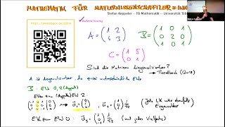 20230515 achte Vorlesung Diagonalisierbarkeit und Hauptachsentransformation HAT [upl. by Billmyre]