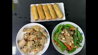 姜葱蒜鸡腿 Garlic Ginger Scallion Chicken  鲜虾沙葛黑木耳春卷 Yam Bean Black Fungus Spring Roll [upl. by Griffis]