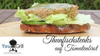 Thunfischsteaks in Sesamkruste auf Tomatenbrot mit Marinade [upl. by Quartas]