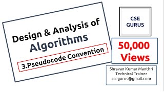 3 Algorithm specification  Pseudocode Convention  cse gurus [upl. by Ebner546]