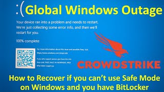 CrowdStrike Outage How to Recover WITHOUT Safe Mode from Windows Blue Screen of Death  csagentsys [upl. by Zweig530]