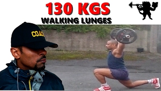 WALKING LUNGES 130 KG Get GAINS [upl. by Sekofski]